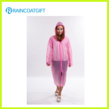 Full Length Pink PE Long Sleeve Disposbale Raincoat
